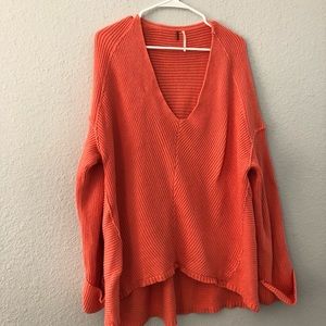 Free people ribbed V neck tunic sweater